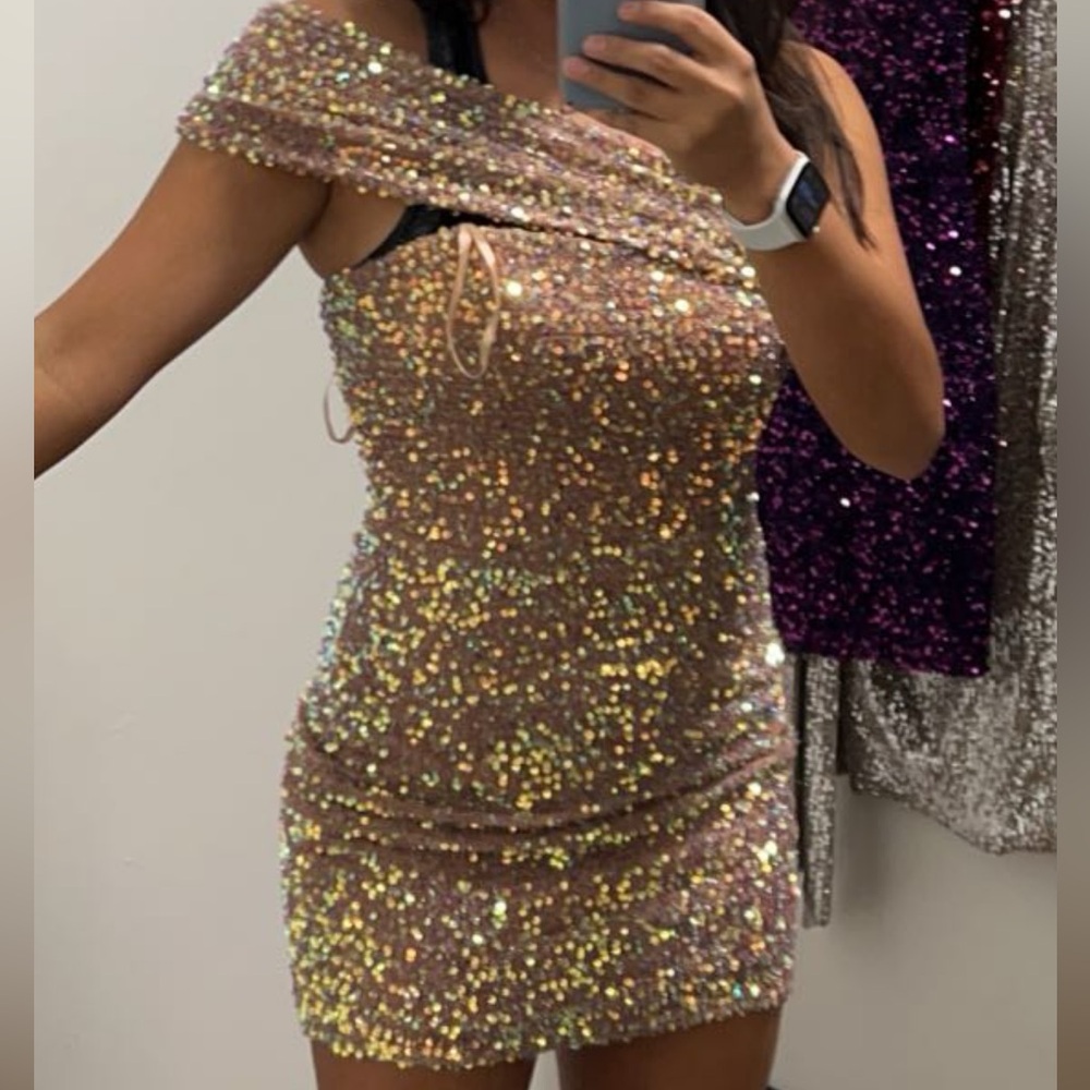 Sparkling Sequin Off-Shoulder Dress